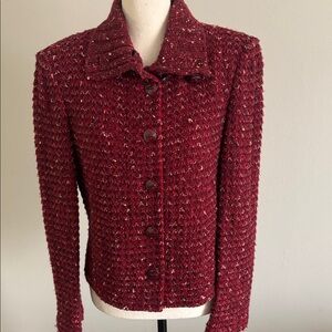 St. John Tweed Knit Jacket, Enamel Buttons, sz Small